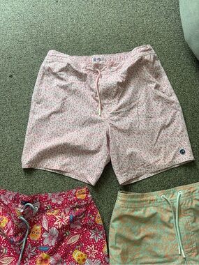 johnnie-O Pink Floral Swim Trunks